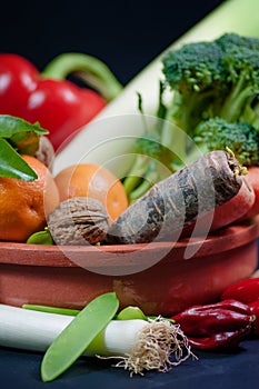 Selection of fresh fruits and vegetables