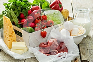 Selection of fresh products from farmers market