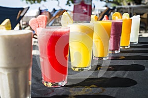 A selection of Fruit shakes displayed together in formation