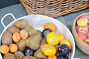 Selection of fruits in a white bowl