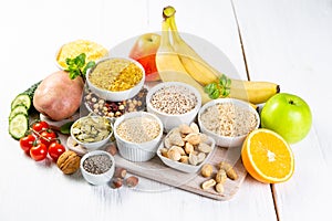 Selection of good carbohydrates sources. Healthy vegan diet