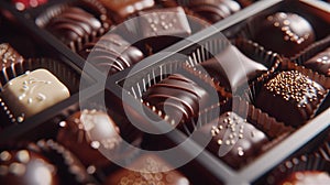 Photorealistic close-up of a selection of gourmet chocolates