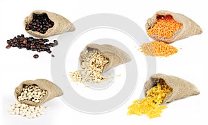 Selection of grain foods in bags