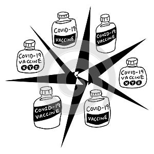 A selection of hand-drawn Covid-19 vaccines