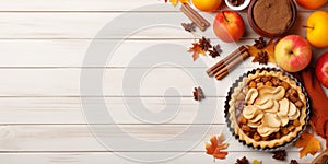 Selection of homemade autumn pies Pumpkin apple and pecan 3