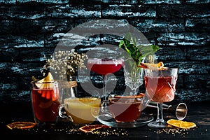 A selection of hot cocktails.