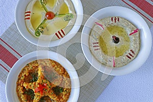 Selection of libanese or arabic food mezze