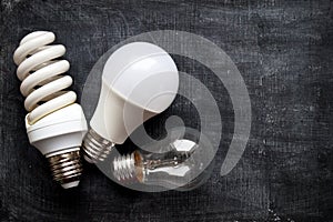 Selection of light bulbs background