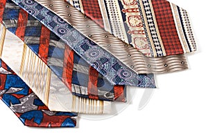 Selection of multicolored ties close up