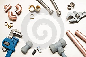 Selection of Plumbers Tools and Plumbing Materials with Copy Spa