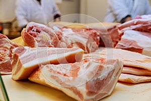 Selection of quality meat at a butcher shop