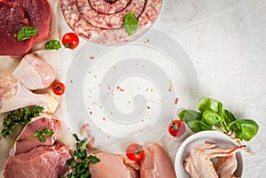 Selection of raw meat