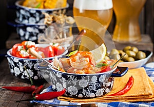 Selection of spanish tapas and beer
