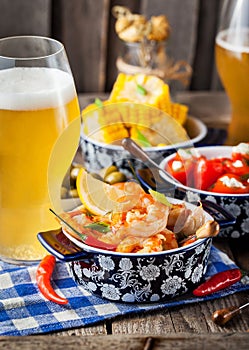 Selection of spanish tapas and beer