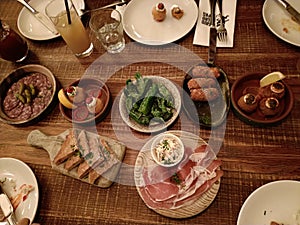 Selection of Spanish tapas meal of celebration