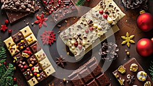 A selection of special edition chocolate bars with festive wrappers and flavors enticing customers with limitedtime
