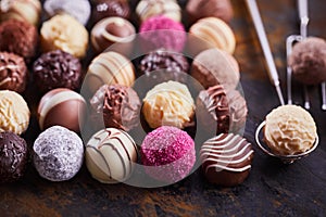 Selection of speciality handmade chocolate bonbons