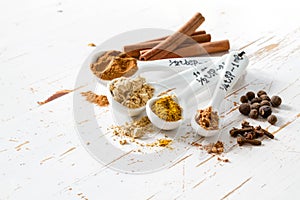 Selection of spices for christmas and thanksgiving