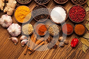 A selection of spices and food