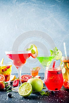 Selection summer fruit and berry cocktail