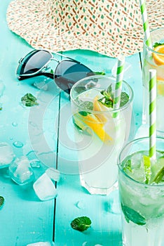 Selection of summer refreshing cocktails