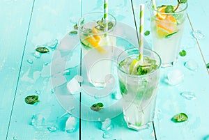 Selection of summer refreshing cocktails