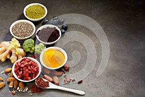 Selection of superfoods for a healthy diet