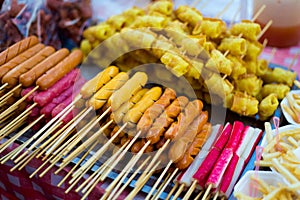 Selection of thai skewers streetfood