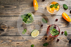 Selection of three kinds of gin tonic