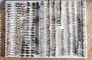 A selection of Traditional Trout Fishing Flies in Fly Box