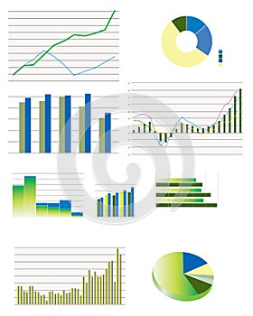 Selection of typical business performance graphs