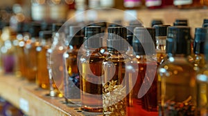 A selection of unique and rare scents such as oud and ambergris available for customers to use in their custom perfume