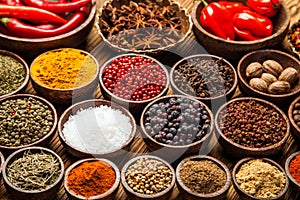 A selection of various colorful spices