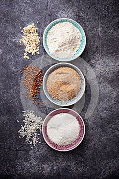 Selection of various gluten free flour