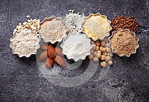 Selection of various gluten free flour