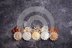 Selection of various gluten free flour