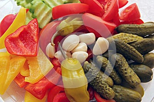 The selection of vegetables.