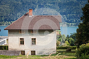 Selective blur on a typical austrian chalet on the ossiacher see, in Sattendorf, near Villach, in Carinthia, used for residential