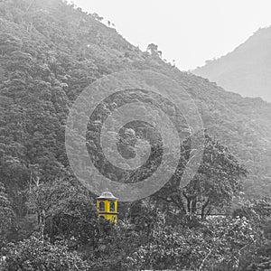 Selective colour church in Pailon del Diablo, Ecuador