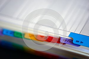 Macro closeup selective focus background image of alphabetical index address book