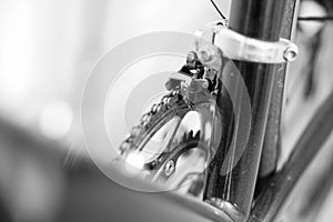 Selective focus on bicycle crank set and derailleur