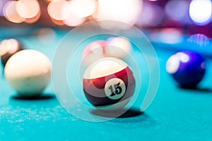 Selective focus on billiard ball number fifteen