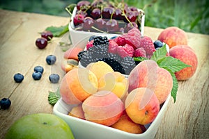 Selective focus on blackberry (bramble, brambleberry) - fresh organic fruts