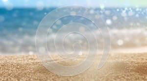 Selective focus,blur of sea and beach with bokeh photo