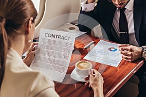 Selective focus of businessman looking at