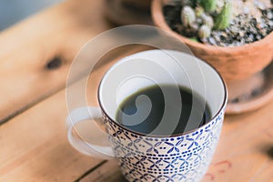 Selective focus of chlorophyll water healthy drink in vintage cup