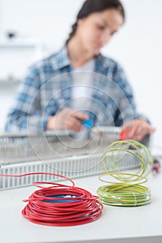 selective focus colourful cables