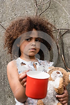 Selective focus of destitute african american photo