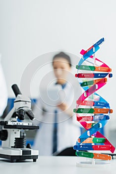 selective focus of dna model near