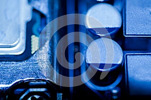 Selective focus effect and macro view of the group of electronic